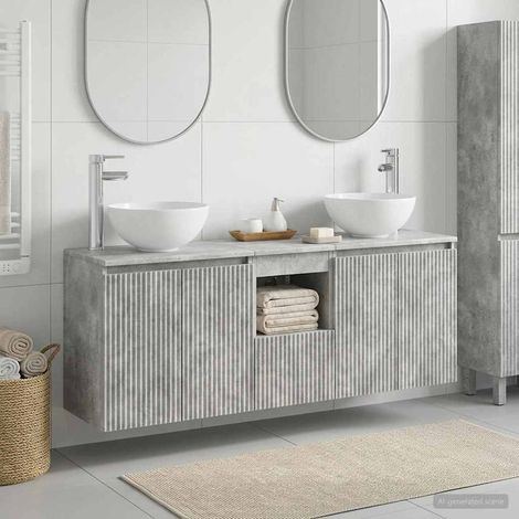 vidaXL Bathroom Cabinet Set 3 pcs Concrete Grey 129 x 35 x 80 cm (1/5)