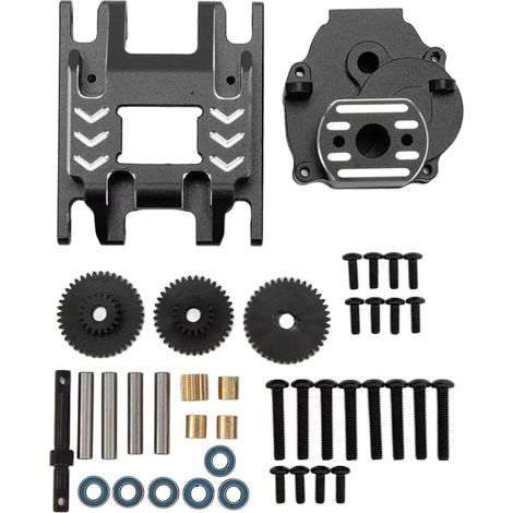 Carter d'engrenage en alliage d'aluminium, boîtier de transmission et base pour voiture RC Traxxas 1/18, pièces de mise à niveau noires (1/5)