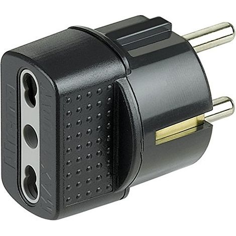 BTICINO S3625G ADAPTATEUR AVEC UNE PRISE ALLEMANDE ET SORTIE DE DÉRIVATION ANTHRACITE