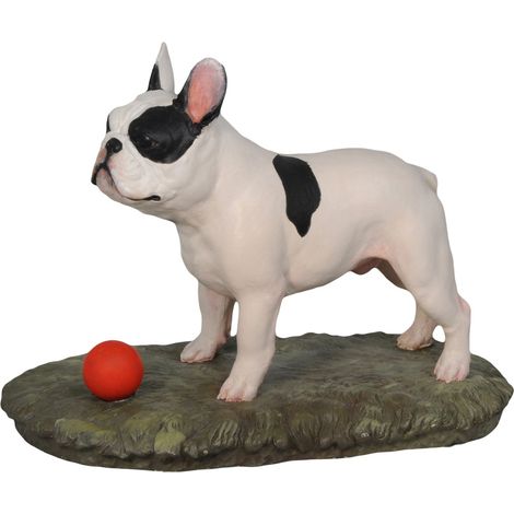 Bouledogue français avec une balle - statuette peinte, figurine, réalisée par un artiste, marque Art-Dog (1/3)