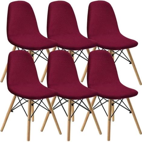 Housse de chaise élastique six pièces style nordique - Rouge (1/5)