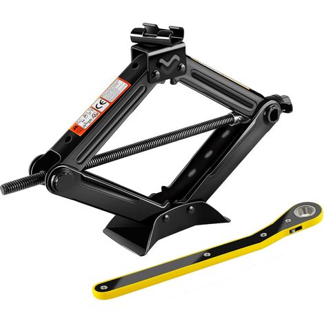 1.5T/1500KG Cric Voiture Ciseaux Cric Losange Levage de 1.5tonnes de Voiture Gamme de 105-385mm Clé à Douille Clé à cliquet à tête pivotante à 360 ° pour Auto SUV (Noir) (1/5)