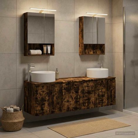 vidaXL Bathroom Cabinet Set 5 pcs Smoked Oak Engineered Wood (1/5)