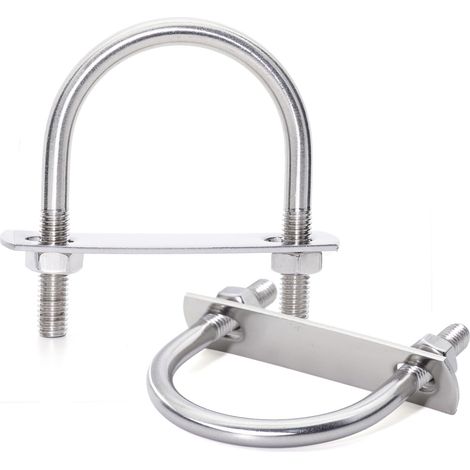 M8 Boulons en U 42mm Innenbreite, Bride de Fixation, Ronds U Bolts avec Écrou Plaques Rondelle, Convient pour la fixation de tuyaux M8 x 42mm 2 Ensembles (1/5)