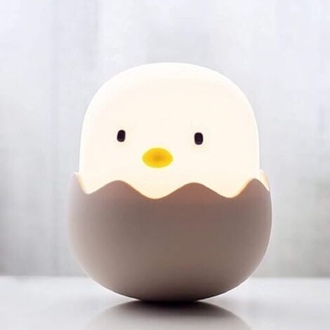 Veilleuse pour enfants, lampe bébé USB tactile, veilleuse en silicone pour enfants, veilleuse poussin idéale pour les bébés et les enfants, réglage de la luminosité (lumière jaune chaude) [Classe d'ef