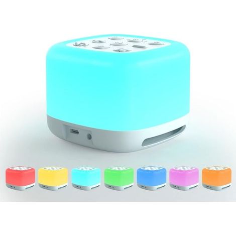 White Noise Machine with Bluetooth Speaker, Night Light 40 Soothing Sounds, 9 Light Colors, Portable and Rechargeable for Baby, Kids and Adults. (1/5)