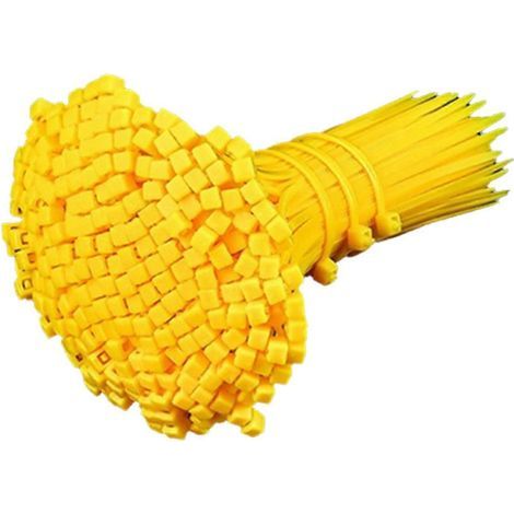 Colliers de serrage autobloquants en nylon jaune 4 x 200 mm, lot de 500 (1/5)