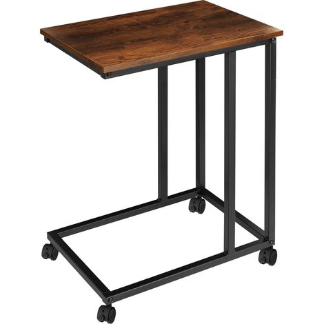 Table d'appoint 48 x 35 70 cm en panneau de fibres bois foncé (1/5)