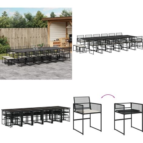 Ensemble à manger de jardin 17 pcs coussins noir résine tressée - Salon De Jardin - Meuble De Jardin - Set De Jardin - Table De Jardin - Chaises De Jardin - Home & Living (1/5)