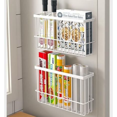 2 pièces Armoires de Cuisine Porte Boîte de Rangement,Adhésive Boîte de Rangement Murale,Armoire/Salle de Bains/Réfrigérateur Boîte D'organisation pour Articles Divers (Blanc) (1/4)