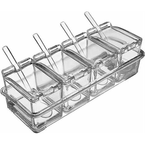 Pot à épices 4 en 1 - 1 pièce, 23 x 9,5 cm, plastique transparent (1/5)