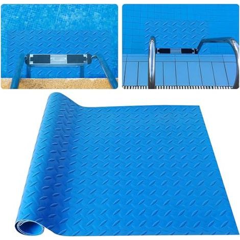 [NEVER USED] Swimming pool ladder mat, 40 x 100 cm blue herringbone pattern protective mat for pool ladder, swimming ladder mat, swimming pool ladder mat with non-slip for steps, stairs, ladders (1/4)