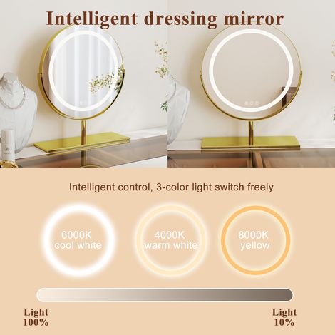 Coiffeuse moderne blanche avec plateau en verre, table de maquillage extensible H75/B90-160/T40cm, miroir LED lumineux et effet cannelé (1/5)