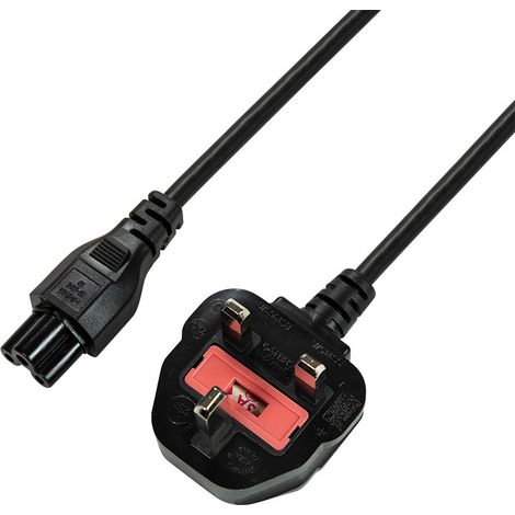 Cloverleaf C5 UK BS 1363 zu IEC C5 LogiLink 1,8 m Notebook-Stromkabel