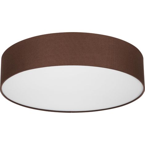 Plafonnier vintage - 50cm, rond, avec abat-jour en tissu, marron (1/5)