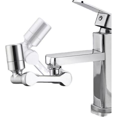 Robinet de rallonge pivotant à 1080° robinet multifonctionnel régulateur de jet robinet pivotant rallonge avec mousseur 2 modes robinet adaptateur avec mousseur universel en laiton (1/5)