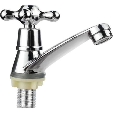Robinet Salle de Bain Robinet Lavabo Eau Froide Mitigeur Lavabo Moderne Robinet, Conception à Poignée Croisée,G1/2 (1/3)