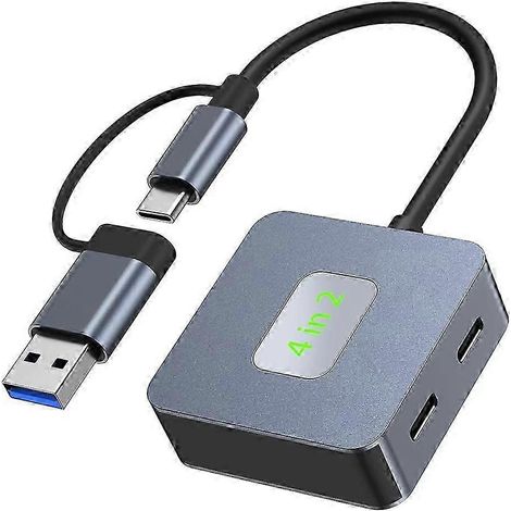 Hub USB 3.2 / Hub USB-C / Hub USB-C/USB-A vers USB 3.2 Mini 4 ports 10 Gbit/s / 2 ports USB 3.2 + 2 ports USB-C 3.2 / Station d'accueil QAQ (1/5)
