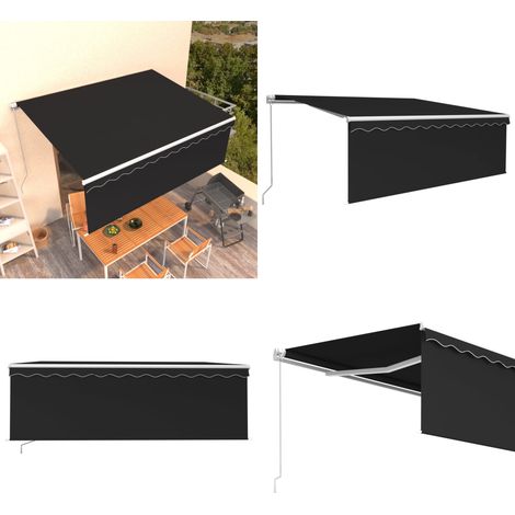 Markise Manuell Einziehbar mit Rollo 4x3 m Anthrazit - Markise Anthrazit - Markise 4x3 m (1/5)
