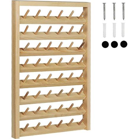 support de fil pliable pour 48 bobines, organisateur de support en bois, support mural, cône, Machine à broder, couture (1/3)