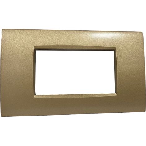 Placchetta per interruttore in metallo a 4 posti champagne cassetta 504 compatibile con living air supporto cover (1/2)