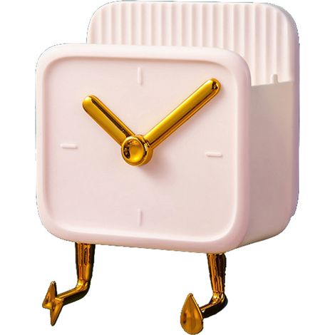 Boîte de rangement multifonctionnelle à fixation murale, en forme d'horloge avec crochets pour chambre à coucher (1/4)