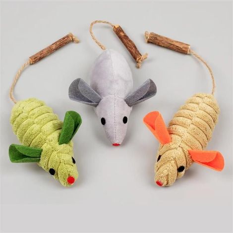 Jouets pour chats : 3 souris interactives à l'herbe à chat Silvervine pour chatons d'intérieur - Jouet d'exercice dentaire à mâcher pour toutes les races et espèces (1/4)