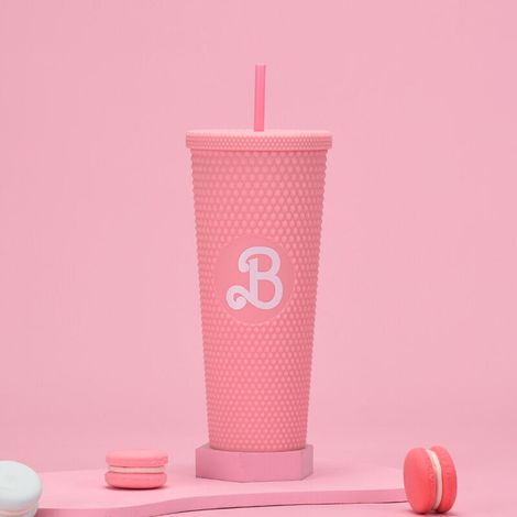 ZVD Gobelet clouté rose, tasse rose, bouteille d'eau pour filles de 710 ml avec paille, The Movie Merch, tasse de voyage pour femmes et hommes, compatible avec les porte-gobelets, pour la maison, le b (1/4)