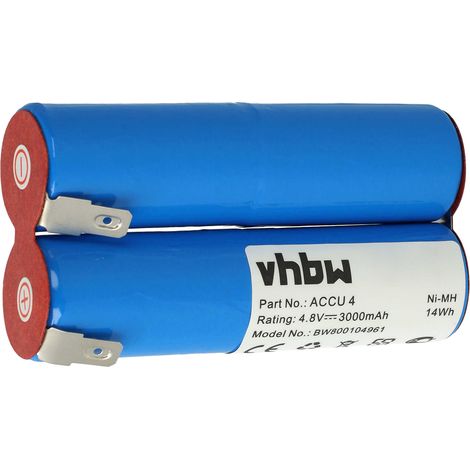 vhbw Batería compatible con Gardena tijeras para bordes de césped 4 (2505) tijeras de hierba, cortacésped - Reemplaza Accu4, TBGD430MU - (NiMH, 3000 mAh, 4,8 V)