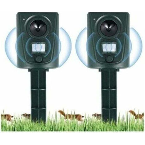 2023 2X Rpulsif Chat Jardin Ultrasons, Rpulsif Chats avec Piquet au Sol Prvenir Les Chiens et Les Chats, Les Oiseaux, pour Jardins, Champs, Ppinires, Etanche (1/4)