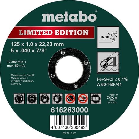 Metabo Limited Edition 125 x 1,0 x 22,23 mm, Inox, Trennscheibe, gerade Ausführung 100 Stk (1/3)