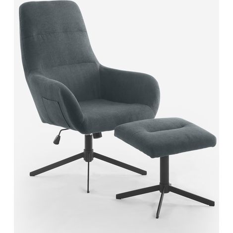 Poltrona relax ergonomica in tessuto grigio con poggiapiedi Asher