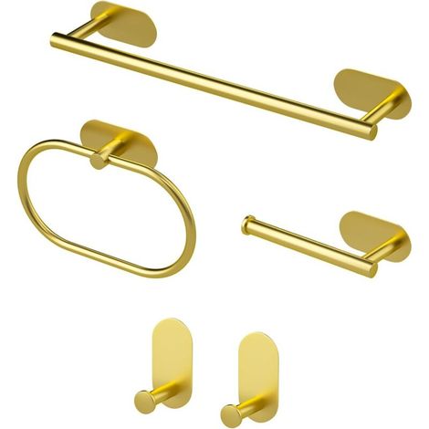 Wandhandtuchhalter aus Edelstahl, 5-teilig, für Bad, Schlafzimmer und Küche – Gold (1/5)