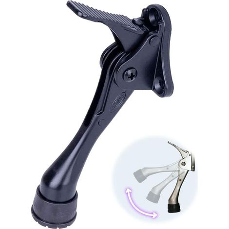 Butée de porte One Touch Kickdown, support de porte, butée de porte robuste, bas de porte, embouts en caoutchouc réglables en hauteur (noir 4 pouces x 1 paquet) (1/5)