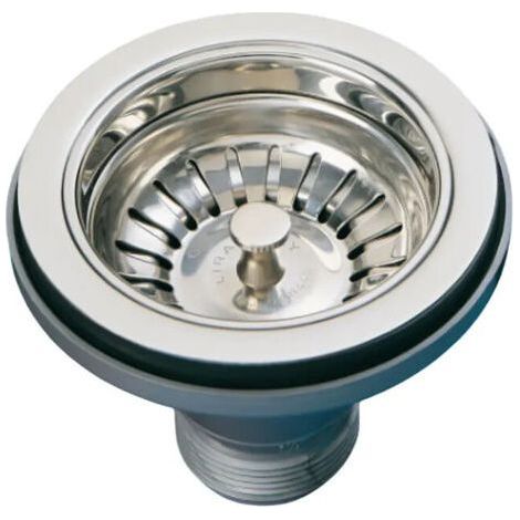 Bonde de lavabo 90 mm – Panier manuel en inox – Raccordement 1'1/2 – Épaisseur d'évier max 32 mm – Compatible éviers inox – Lira (1/5)