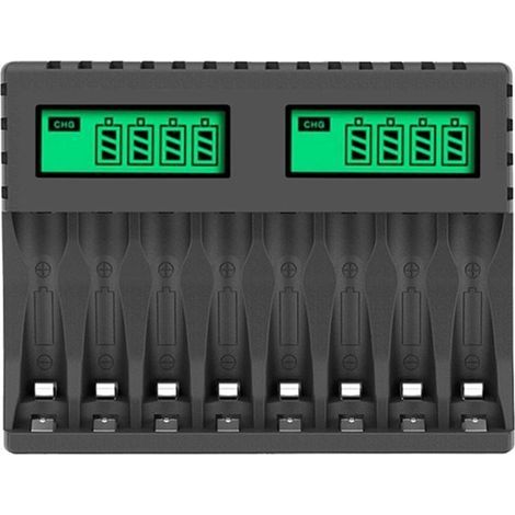 Chargeur de Batterie - Écran LCD - Chargeurs Intelligents - 8 Emplacements pour Piles Rechargeables AA/AAA NiCd NiMh - Chargeur AA AAA (1/5)