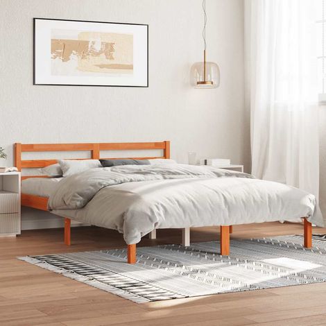 Bed Frame without Mattress Wax Brown 140x190 cm Solid Wood Pine vidaXL (1/5)