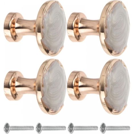 Lot de 4 boutons ronds décoratifs pour armoire, commode, tiroir, armoire (blanc, ambre) (1/3)