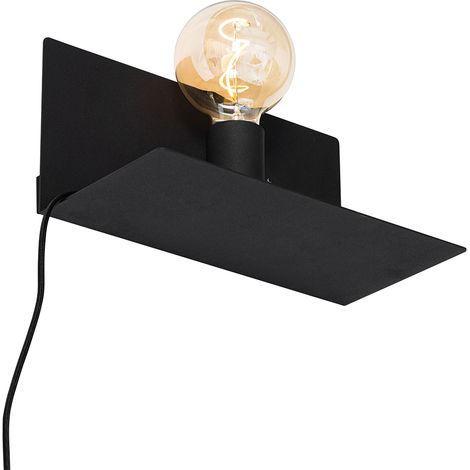 QAZQA Moderno Aplique moderno negro magnético regulable - Muro Acero Rectangular Adecuado para LED Max. 1 x 25 Watt
