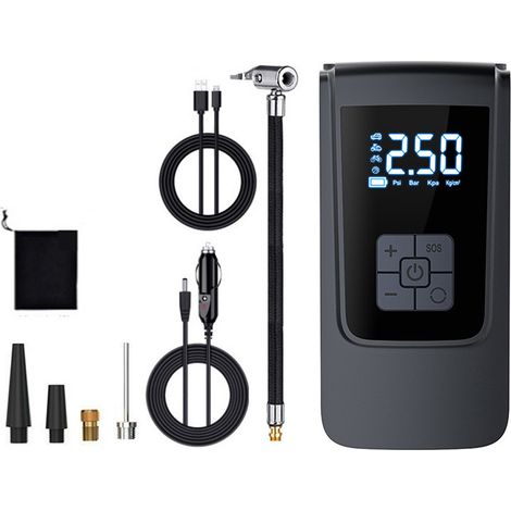 Toivize Compressore d'aria portatile ricaricabile da 150 PSI – Gonfiatore digitale per pneumatici – Spegnimento automatico alla pressione impostata – 4000 mAh – Luce LED – Caricabatterie per telefono, (1/5)
