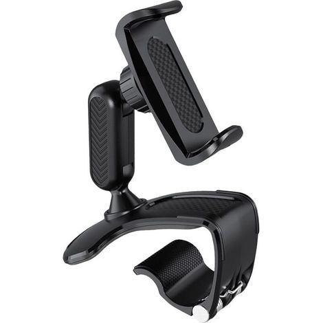 1Pcs Support Téléphone Voiture Rotatif 360° avec Pince Réglable. Socles de Téléphone Voiture pour Tableau de Bord. Rétroviseur. Pare-Soleil. Support Universel pour Smartphone 4 à 7 Pouces (1/5)