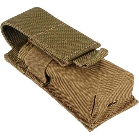 Generic Sacoche de Lampe Torche Batterie Nylon Imperméable pour Camping et Randonnée - Kaki (Brun), 14X5.5X4CM (1/4)
