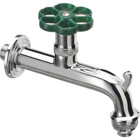 Rubinetto per Fontana da Giardino in Ottone Cromato con Ghiera in Tinta Belfer RUB/018 Verde (1/2)