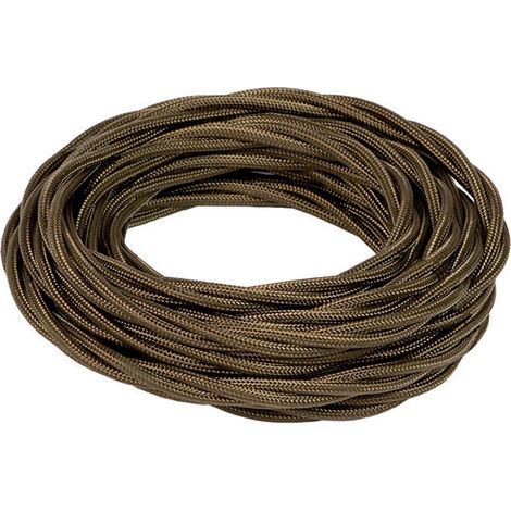 FANTON cavo elettrico tessile colore marrone treccia seta 5mt 3G1.5 filo rivestito in tessuto vintage stile retrò per lampadari applique 93868-05
