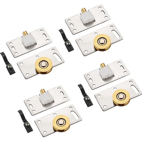 4 Paires Roulettes de Porte Coulissante Placard la Porte Poulie Coulissante, Meubles Roues Coulissante Guides Roulements à Bille Coulissant Pièces pour Placard, Armoire, Cabinet (1/5)