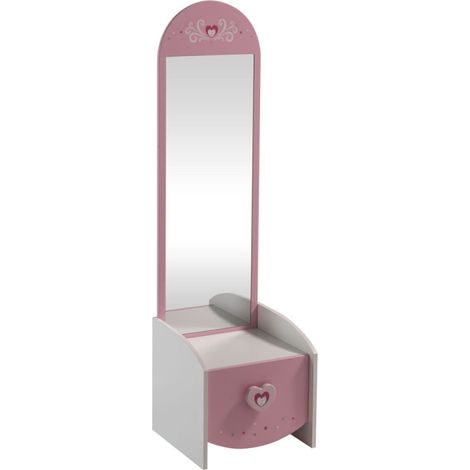Commode enfant coiffeuse Anastasia blanche et rose (1/3)