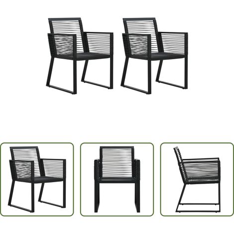Rotin PVC - Chaises de jardin lot de 2 Noir Rotin PVC (1/5)
