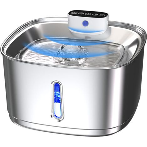 Fontaine à eau pour animaux sans fil en inox — Distributeur automatique rechargeable 2L avec capteur 3 modes et filtration 3 étapes (1/5)