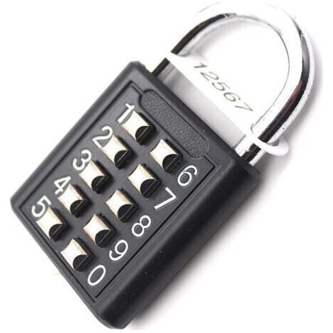 Ahlsen 10-Digit Combination Padlock Combination Lock, Waterproof Metal - Black Anti-Theft Button Padlock (1/5)