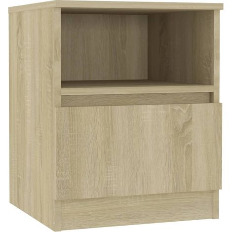 Comodino con cassetto e vano 40 x 40 x 50 cm in truciolare color rovere DEC033851
